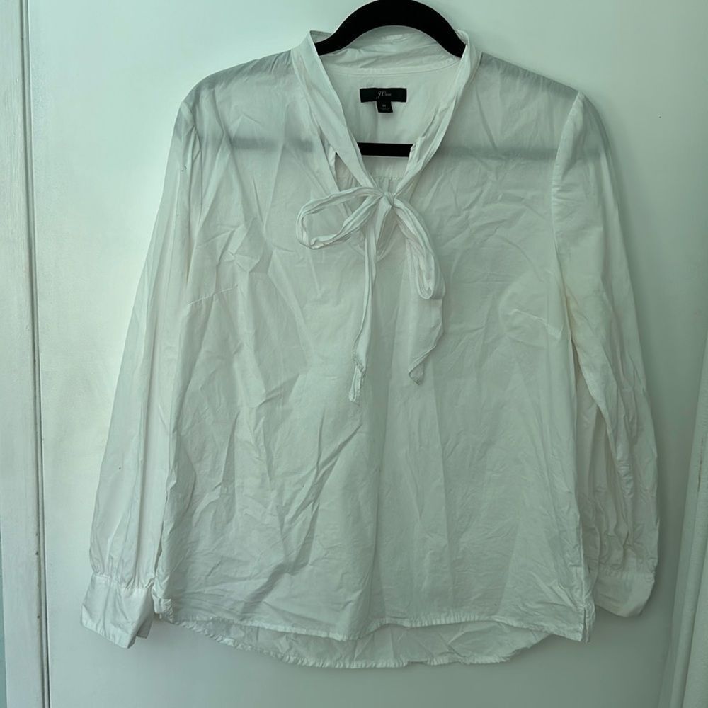 J.Crew 100% Cotton Tie Neck Top - Picture 3 of 5